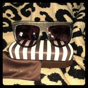 Henri Bendel Bella Flat Top Glitter Sunglasses NWT